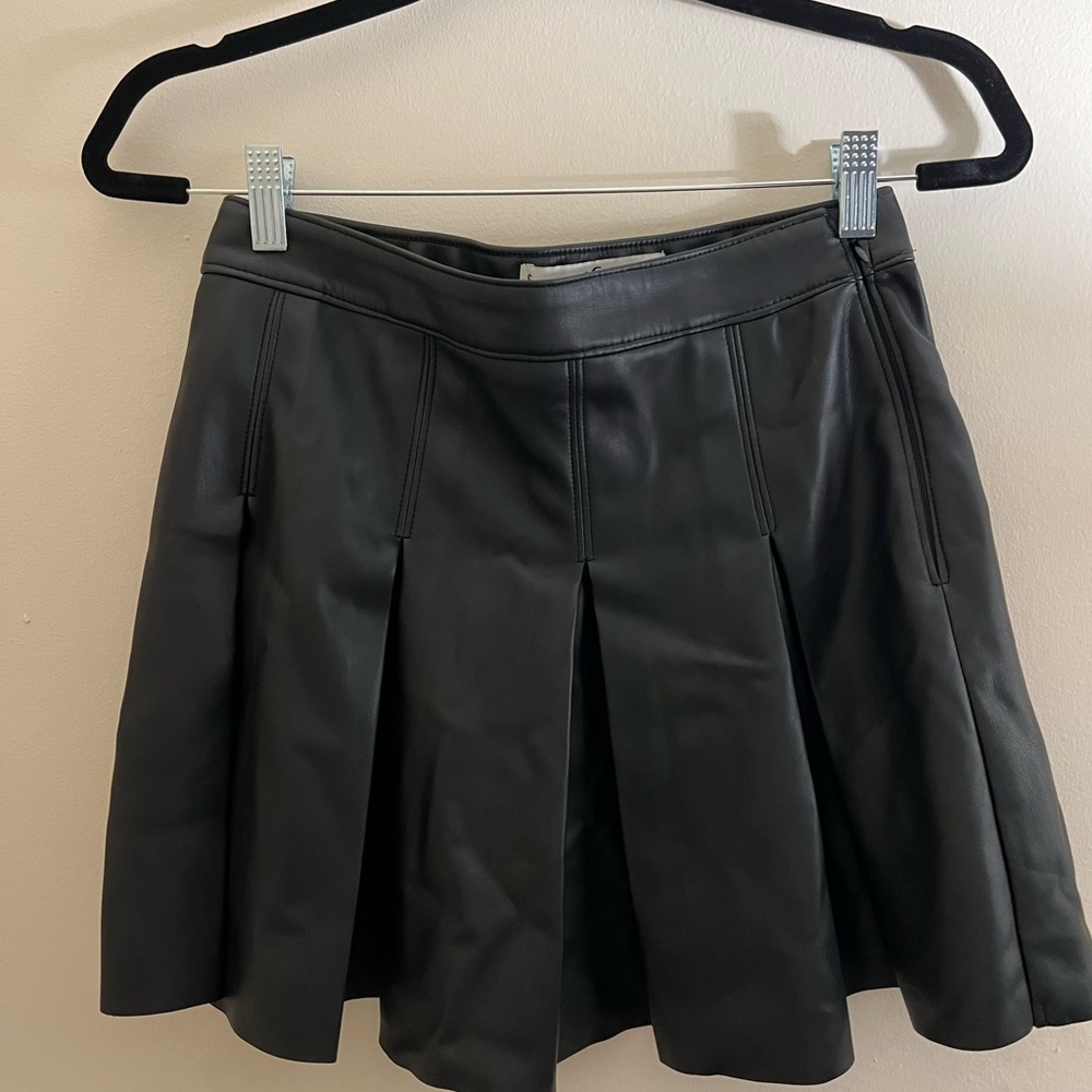 Pleated Leather Skirt